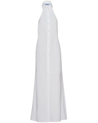 Prada Halterneck Cotton Shirtdress - White