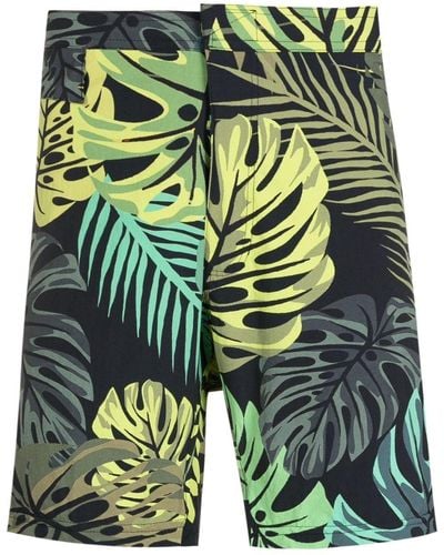 Amir Slama Leaf-print Swim Shorts - Green