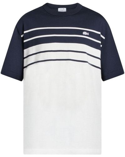 Lacoste Striped Organic Cotton T-shirt - Blue