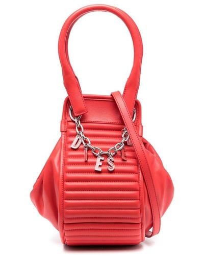 DIESEL Slouchy Leather Tote Bag - Red