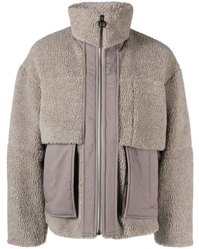 WOOYOUNGMI Paneled Fleece Jacket - Brown