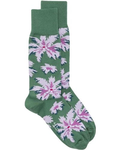 Paul Smith Floral-intarsia Ankle Socks - Green