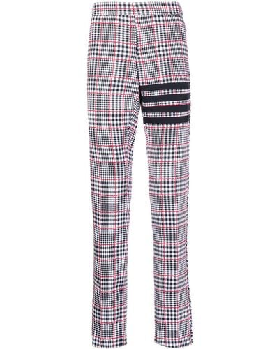 Thom Browne 4-bar Prince Of Whales Check Frayed Chinos - Black
