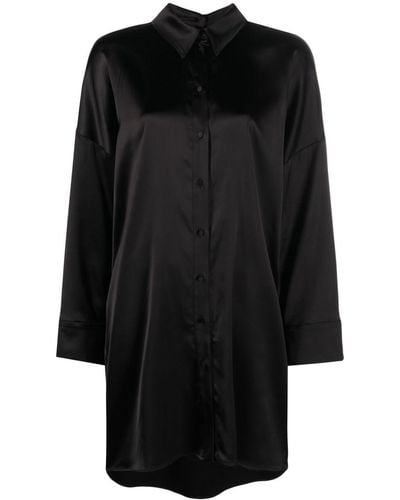 MSGM Satin-finish Relaxed Shirt Dress - Black