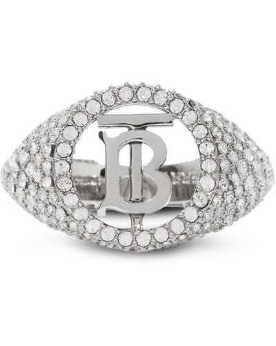 Burberry Crystal-embellished Signet-band Ring - White