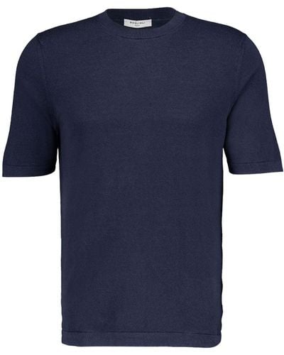 Boglioli Crew-neck Silk-cotton Blend T-shirt - ブルー