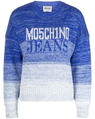 Moschino Logo-intarsia Wool-blend Jumper - Blue