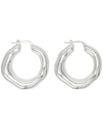 Jil Sander Sculpted Hoop Design Earrings - White