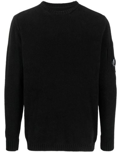 C.P. Company Lens-detail Knitted Cotton Sweater - Black