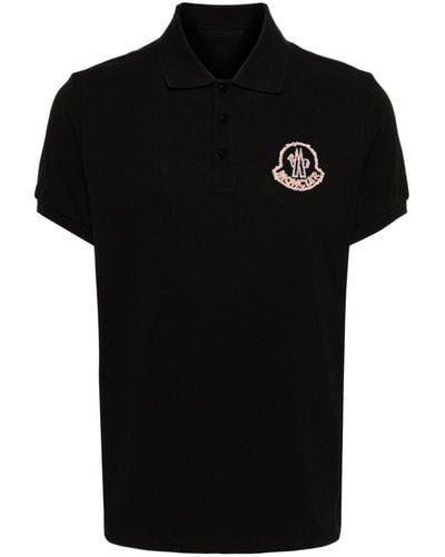 Moncler Logo-embroidered Cotton Polo Shirt - Black