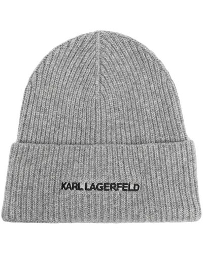 Karl Lagerfeld Gerippte K/Essential Beanie - Grau
