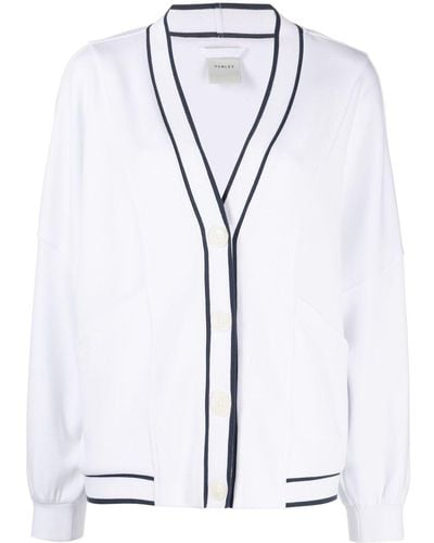 Varley Two-tone Striped Buttoned Cardigan - White