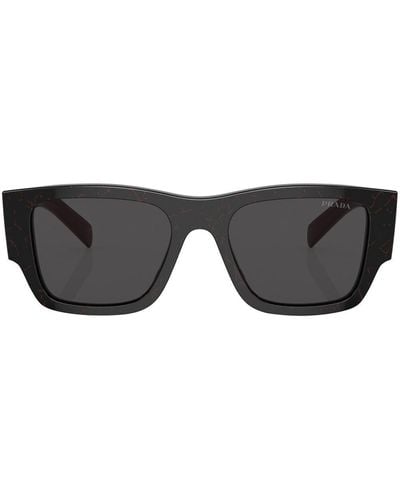 Prada Gafas de sol con logo y montura cuadrada - Negro