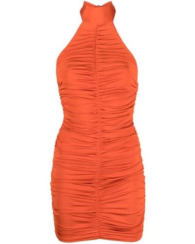 Noire Swimwear Mini-jurk Met Halternek En Ruches - Oranje