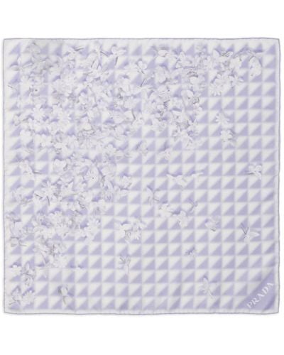 Prada Schal mit Blumen-Print - Weiß