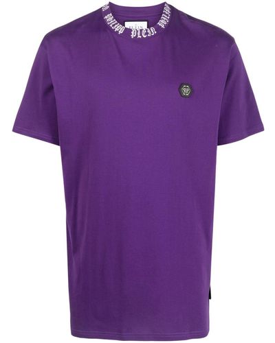 Philipp Plein Logo-print Crew-neck T-shirt - Purple