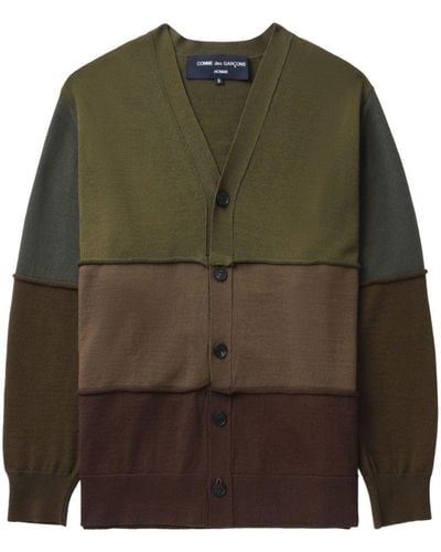 Comme des Garçons Colour-block Wool Cardigan - Green