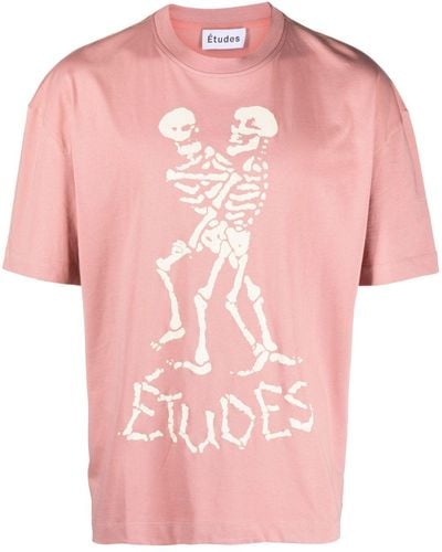 Etudes Studio T-shirt en coton biologique à logo imprimé - Rose