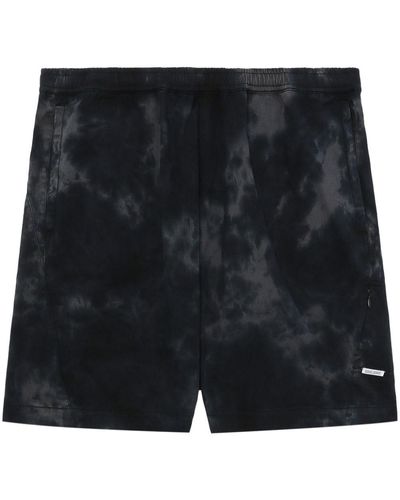 Izzue Logo-appliqué Tie-dye Shorts - Black
