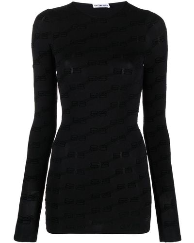 Balenciaga ロゴジャカード ロングtシャツ - ブラック