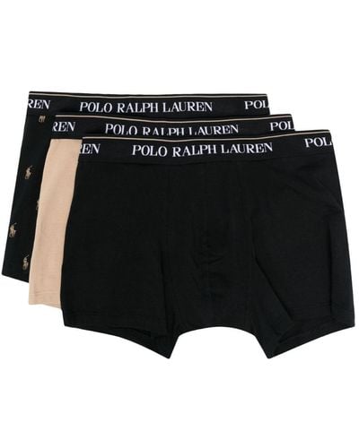 Polo Ralph Lauren Logo-waistband Boxers (set Of 3) - Black