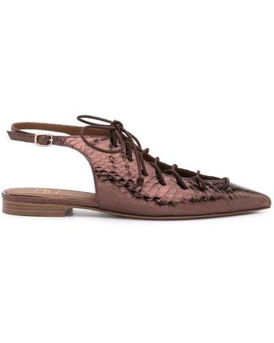 Malone Souliers Alessandra Lace-up Metallic Slingbacks - Brown