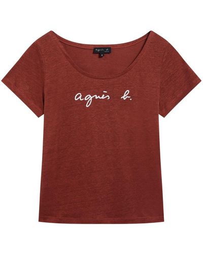 agnès b. Brando Linen T-shirt - Red