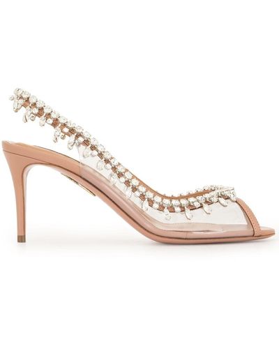 Aquazzura Temptation Crystal 75 サンダル - ピンク