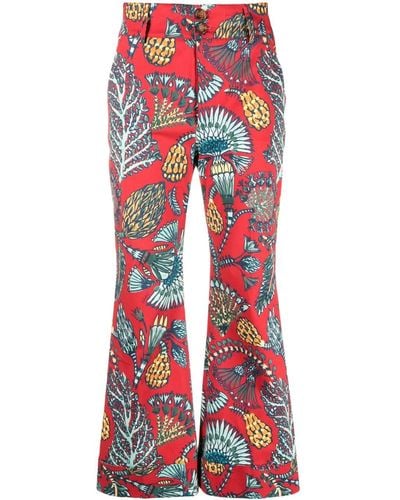La DoubleJ Hendrix Botanical-print Flared Trousers