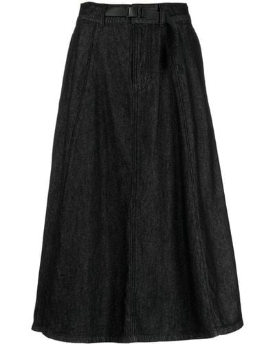 Chocoolate Belted-waisted Denim Midi Skirt - Black