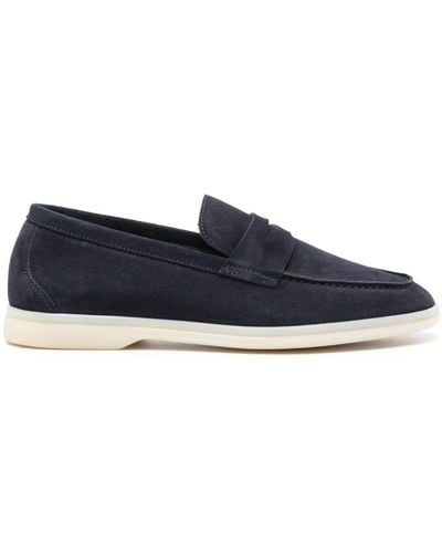 SCAROSSO Luciana Penny-slot Suede Loafers - Blue