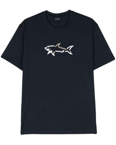 Paul & Shark Logo-Print Cotton T-Shirt - Blue