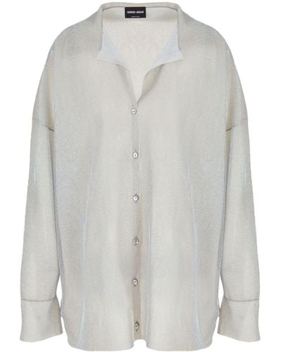 Giorgio Armani Iridescent Semi-sheer Shirt - White
