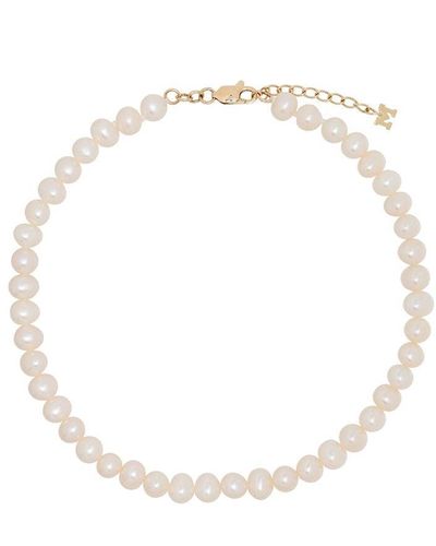 Mateo 9kt Yellow Gold Pearl Anklet - White