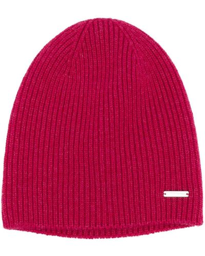Woolrich Cashmere Ribbed Beanie - Red