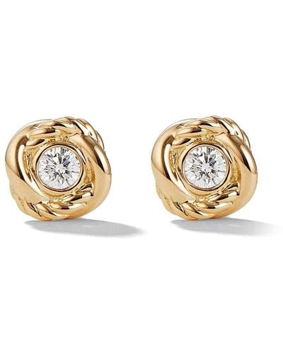 David Yurman 18kt Yellow Gold Crossover Infinity Diamond Stud Earrings - Metallic
