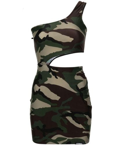 Vetements Vestido corto con estampado militar - Negro