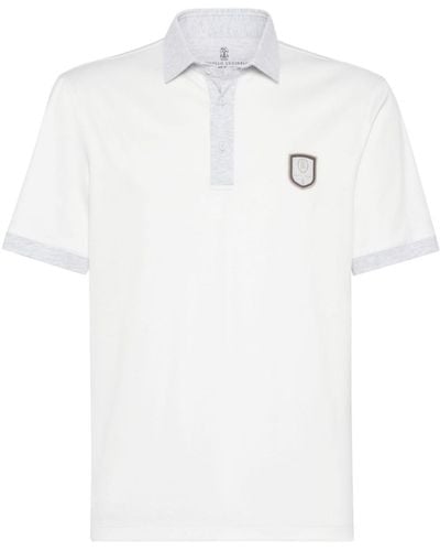 Brunello Cucinelli Poloshirt mit Patch - Weiß