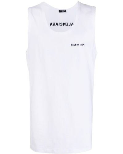Balenciaga Trägershirt mit Logo-Stickerei - Weiß