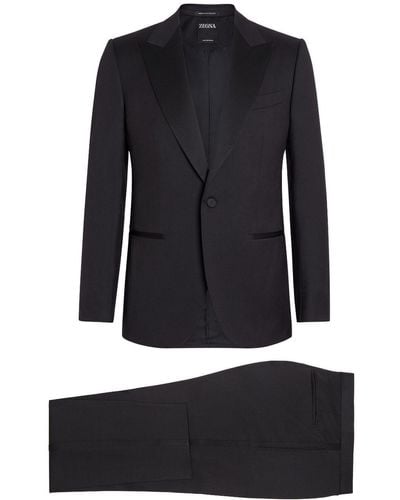 Zegna Costume en laine à veste à simple boutonnage - Noir
