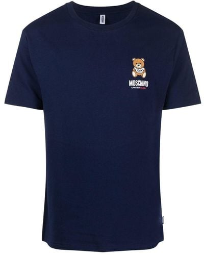 Moschino T-shirt en coton à logo imprimé - Bleu