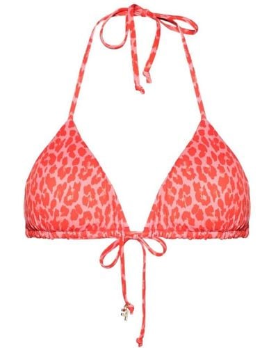 Fisico Leopard-print Bikini Top - Red
