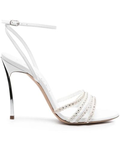 Casadei Blade Limelight 100mm Leather Sandals - White