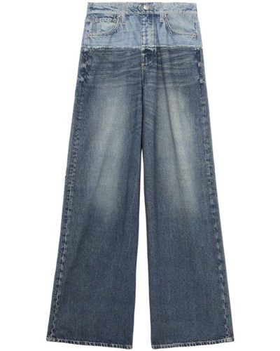 Rag & Bone Wide-Leg-Jeans mit zweifarbigen Einsätzen - Blau