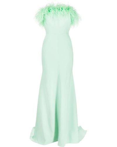 Jenny Packham Mabel Feather-trim Gown - Green