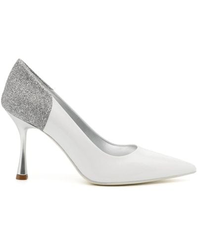 Madison Maison Zapatos Alena White/Silver con tacón de 65 mm - Blanco
