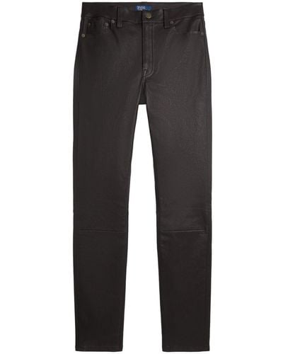 Polo Ralph Lauren Lambskin Straight-leg Pants - Grey