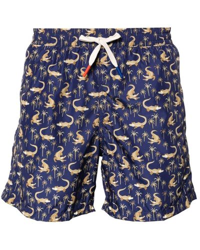 Altea Graphic-print Swim Shorts - Blue