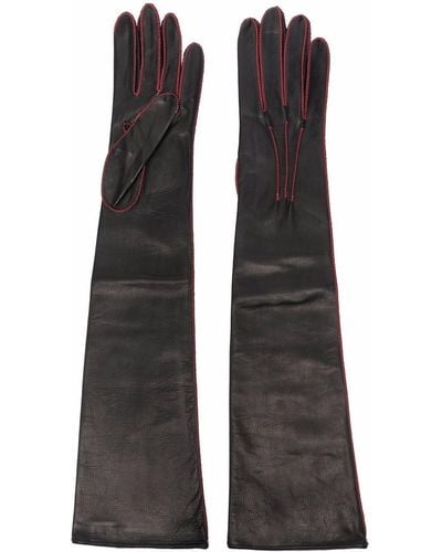 Manokhi Stitch-detail Leather Gloves - Black
