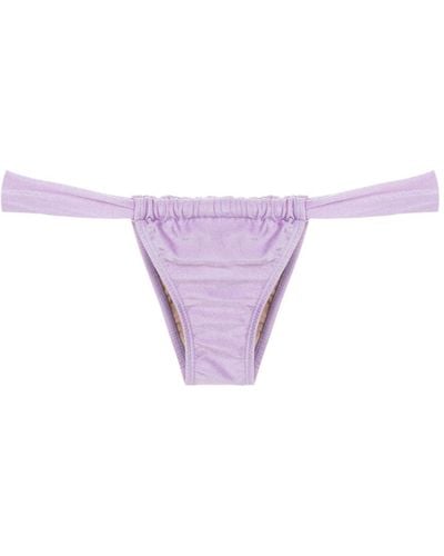 Amir Slama Gathered Low-waisted Bikini Bottoms - Purple